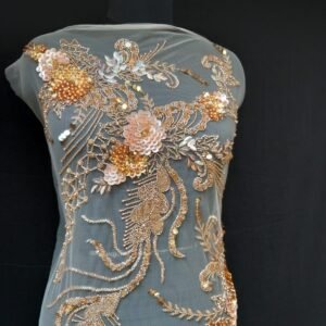 Gilded Floral & Bugle Bead Dress Panel
