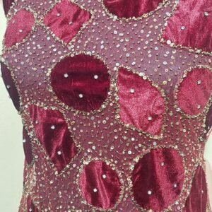 Burgundy Velvet Sequin Dress Panel