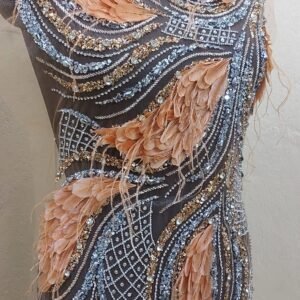 Art Deco Silver & Gold Plumed Dress Panel