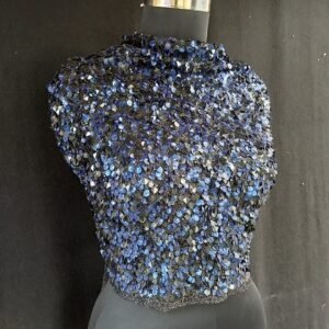 Textured Sapphire Mixed-Sequin Embroidery