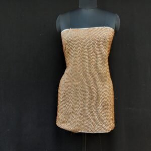 Champagne Gold Micro-Sequin Grid Mesh