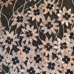 Blush & Black 3D Blossom Tulle