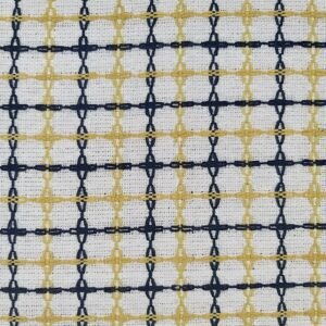 Navy & Mustard Cross-Hatch Grid Fabric