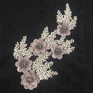 Silver Crystal Cascade & 3D Rosette Motif
