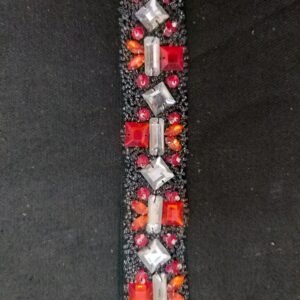 Ruby & Crystal Geometric Beaded Tape