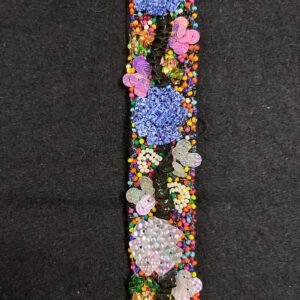Multicolor Mosaic Seed-Bead Floral Trim